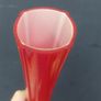Fabulous Vintage Retro Mid-Century-Modern Art Glass Hand-Blown Very Tall Cased Red Stem Vase with a Clear Glass Four-Lobed Elephant Foot, and Opaque White Interior, circa 1960, Most Likely Murano or Japanese Image 4