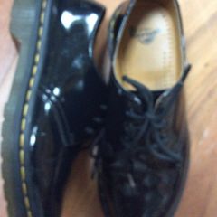 Doc (Dr) Martens Black Shiny Patent Laced Shoes - Size 4