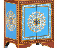 Hand Painted Bedside Cabinet 40x30x50 cm Solid Mango Wood