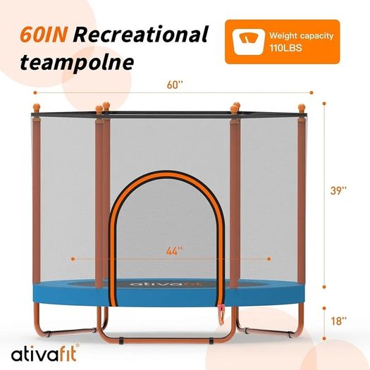 60 Rebounder Trampoline Indoor Outdoor for Kids Ages 1-8,
