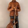 Beautiful man and dog wooden carved figure Image 2