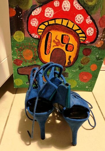 Price drop MISO Blue Rope-Lace Heeled Sandals Size UK 7 / EU 40