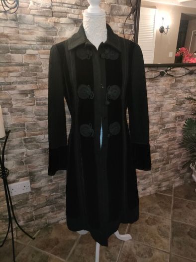 Noa Noa Copenhagen Black velvet button overcoat UK 10 to 12 Postage included