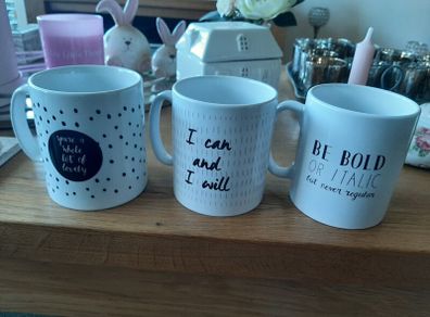 Six by sentiment mugs