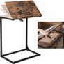 Side Table Laptop Table with Adjustable Surface Sofa Table Bedroom Living Room Simple Assembly Steel Frame Industrial Style Vintage Brown Black Image 4