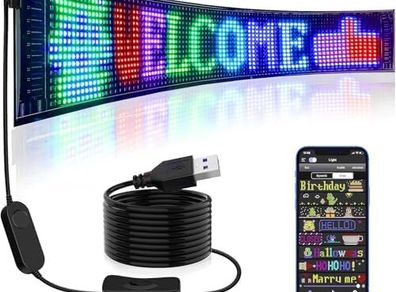Scrolling Huge Bright Advertising LED Sign  Flexible USB 5V LED Store Sign Bluetooth App Control Custom Text Pattern Animation Programmable LED Display for Bar Party Festival