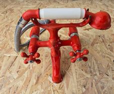 Vintage Retro Red Bath Shower Mixer Tap  Telephone Style