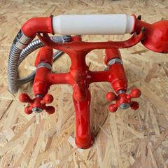 Vintage Retro Red Bath Shower Mixer Tap  Telephone Style