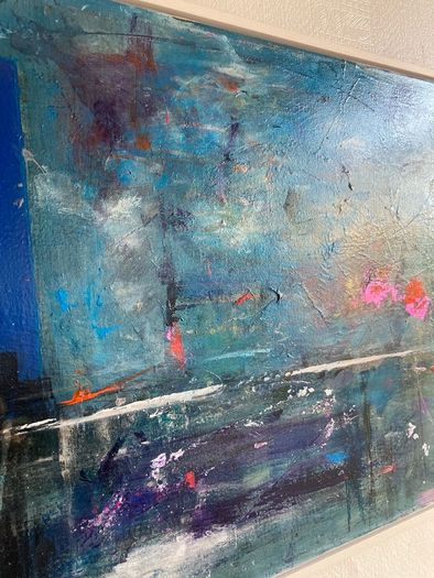 Large Original Painting Contemporary Art Poolbeg Chimneys Modern Irish abstract art Framed