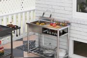 Stainless Steel Kitchen Sink, Freestanding with Cold and Hot Water