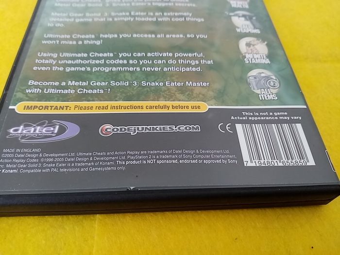 Ultimate Cheats Metal Gear Solid 3 PlayStation 2 Ps2 Games Original