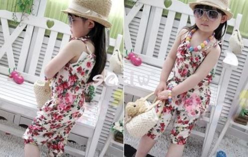 New Girls Floral Jumpsuit Short Playsuit Summer Size 5-6 yrs