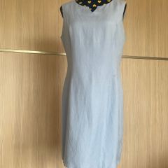 Blue Linen Blend Shift Dress