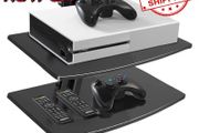 NEW SALE | 2 Floating Shelf Wall bracket with Strengthened Tempered Glass for DVD Players/Cable Boxes/Games Consoles/TV Accessories, 2 Shelves, Black