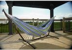 Tropical Double Cotton Hammock with Space-Saving Steel Stand including carrying bag
