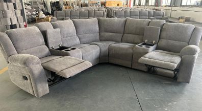 Corner sofa recliner in fabric