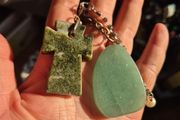 Vintage Irish Keyring with 2 Green Stones