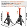 Jack Stands, 6 Ton (5,897.5 kg) Capacity Car Jack Stands Double Locking, 36.1 - 58.4 cm Adjustable Height, for lifting SUV Image 3