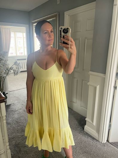 pleated midi dress