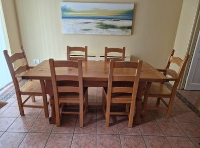Solid Oak table and 2 chairs