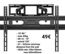 Tv Wall Mount Bracket Tilt Swivel 57-80"