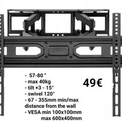 Tv Wall Mount Bracket Tilt Swivel 57-80"