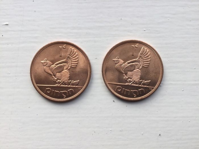 Coins - Eire Uncirculated 1968 Pennies X 2