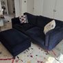Navy Velvet 2-Seater Couch and Matching Ottoman Image 2