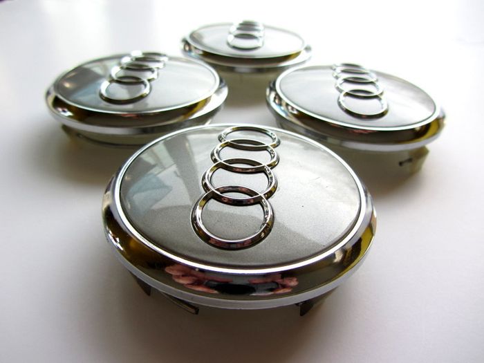 4x Audi 77mm 3D Silver Chrome  alloy wheel centre caps cap Hub Cover 77