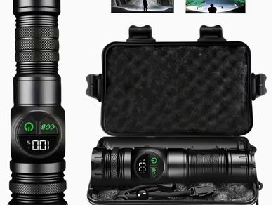 Outdoor Multifunctional Portable Rechargeable Flashlight with Premium Case, Featuring High-intensity Strobe, Telescopic Zoom, Magnetic Attachment, Extended Runtime, COB Work Light, Multi-purpose Side Light. Suitable for Home, Camping
