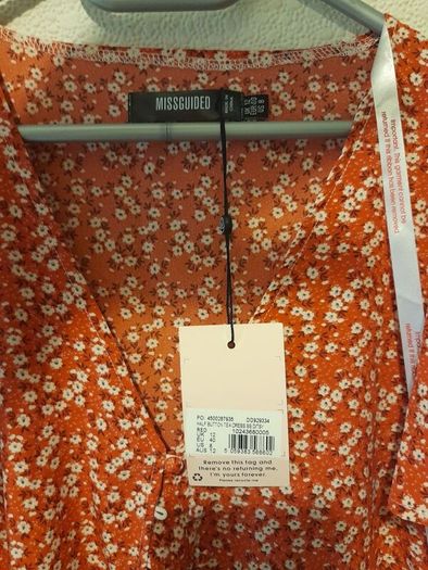 Red Floral Half Button Tea Dress