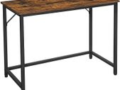 Desk, computer table, narrow office table, 100 x 50 x 75 cm, study, home office, office, simple structure, metal, industrial design, vintage brown-black