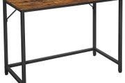 Desk, computer table, narrow office table, 100 x 50 x 75 cm, study, home office, office, simple structure, metal, industrial design, vintage brown-black
