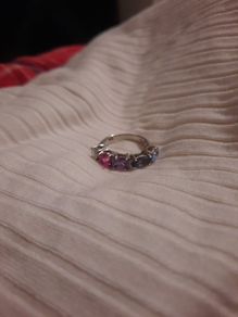 sterling silver multi coloured stone ring