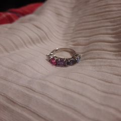 sterling silver multi coloured stone ring