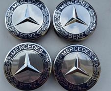 4 x Mercedes Centre Caps (Blue) FREE POST