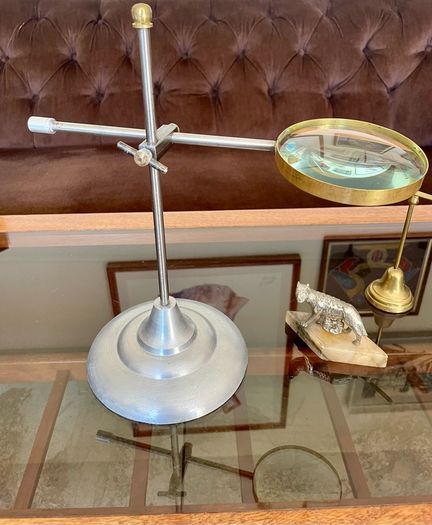 Nautical Decorative Magnifying Glass With Adjustable Stand Desktop Brass Detail