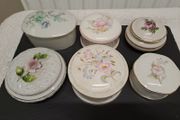 6 floral motif trinket boxes