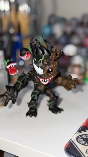 Venom Groot Figure Hand Painted 3D Print
