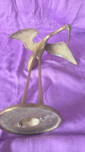 Vintage brass crane ornament