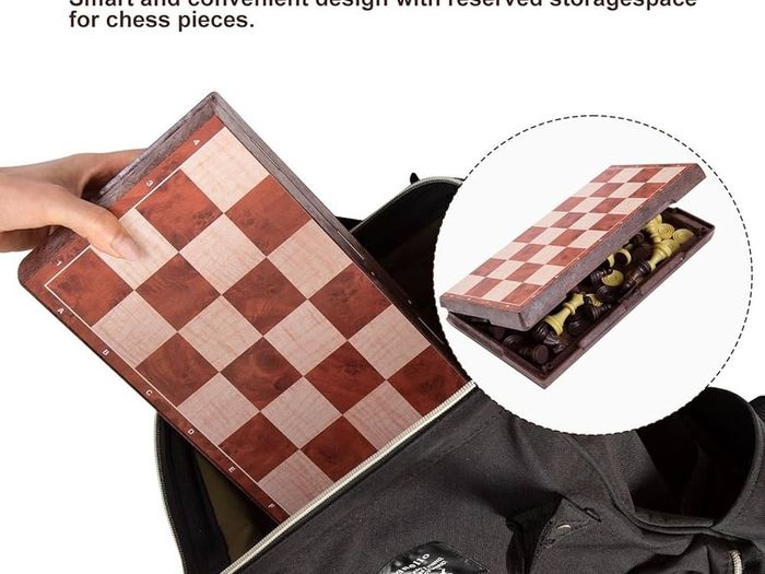 Chess Set and Draughts, 2 IN 1 Folding Chess Board Set, Magnetic Chess Pieces, Portable Travel Chess Set Board Games, Educational Toys Gifts for Adults, 31x31cm