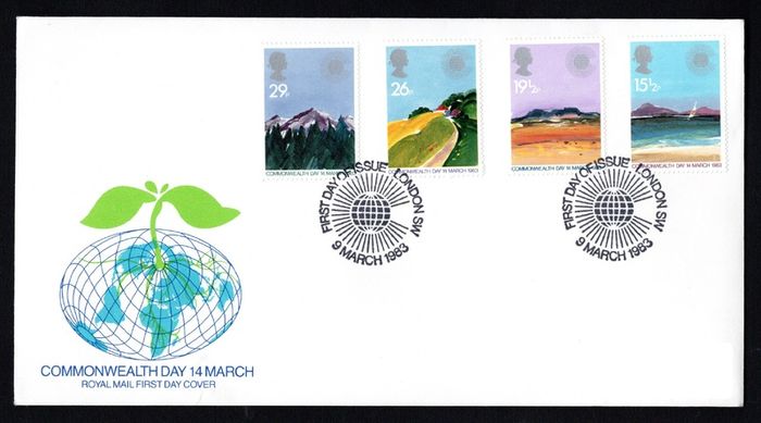 1983 Great Britain Commonwealth Day Royal Mail Addressed First Day Cover (FDC)