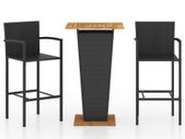 3 Piece Garden Bar Set Black
