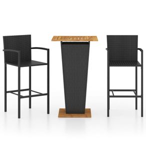 3 Piece Garden Bar Set Black