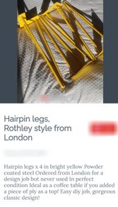 hairpin legs X 4