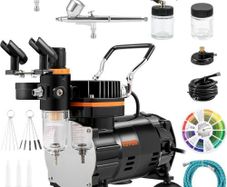 Airbrush Kit, Professional Airbrush Set with Compressor, Airbrushing System Kit with Multi-purpose Dual-action Gravity Feed Airbrushes, Art Nail Cookie Tattoo Makeup Cake Decorating Spray Model