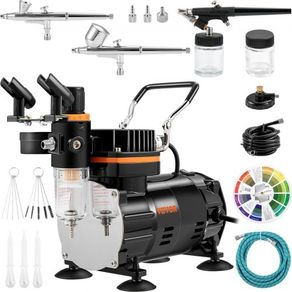 Airbrush Kit, Professional Airbrush Set with Compressor, Airbrushing System Kit with Multi-purpose Dual-action Gravity Feed Airbrushes, Art Nail Cookie Tattoo Makeup Cake Decorating Spray Model