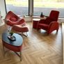 Living room / Sunroom couch and arm chairs red Image 9
