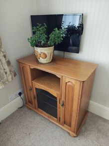 Solid Wood TV Media Cabinet with CD Storage