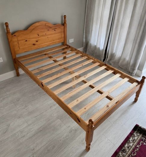 As New - Very Solid 4Ft Small Double Wooden Bed Frame - Can Deliver